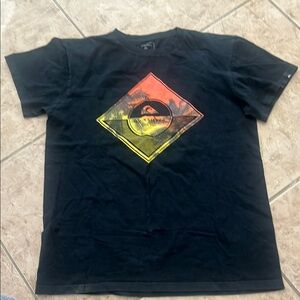 Quiksilver Black and Orange Short Sleeve Tee Medium